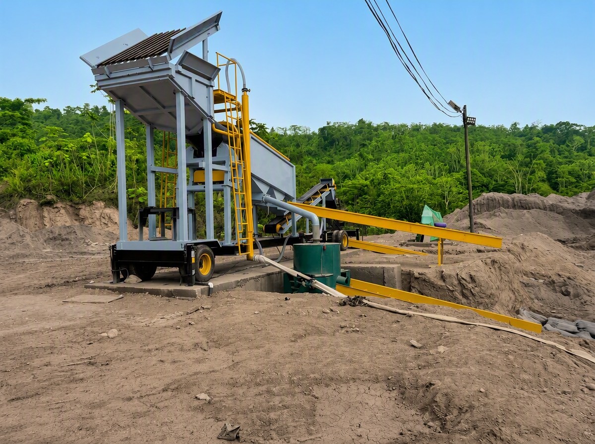 TGM mobile trommel washing and screening plant on site